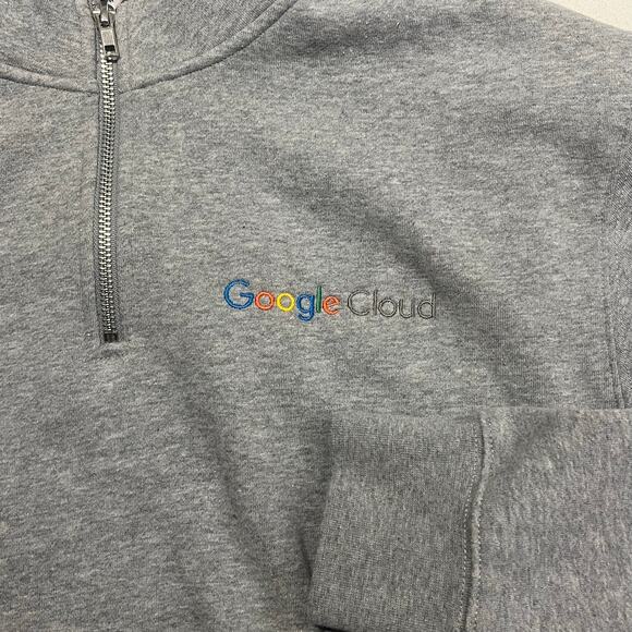 Google Cloud Employee Mens XL Gray 1/4 Zip Sweater‎ Sweateshirt Long Sleeve - Picture 1 of 4